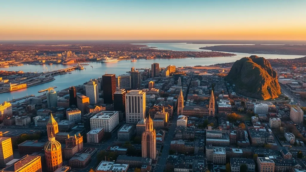 Aerial view of New Haven, CT showing the local landscape and terrain relevant to aerial imaging operations