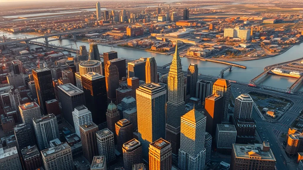 Aerial view of Newark, NJ showing the local landscape and terrain relevant to aerial imaging operations