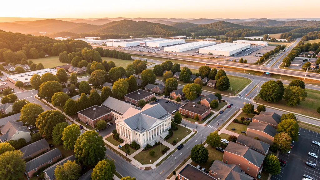 Aerial view of Newnan, GA showing the local landscape and terrain relevant to aerial imaging operations