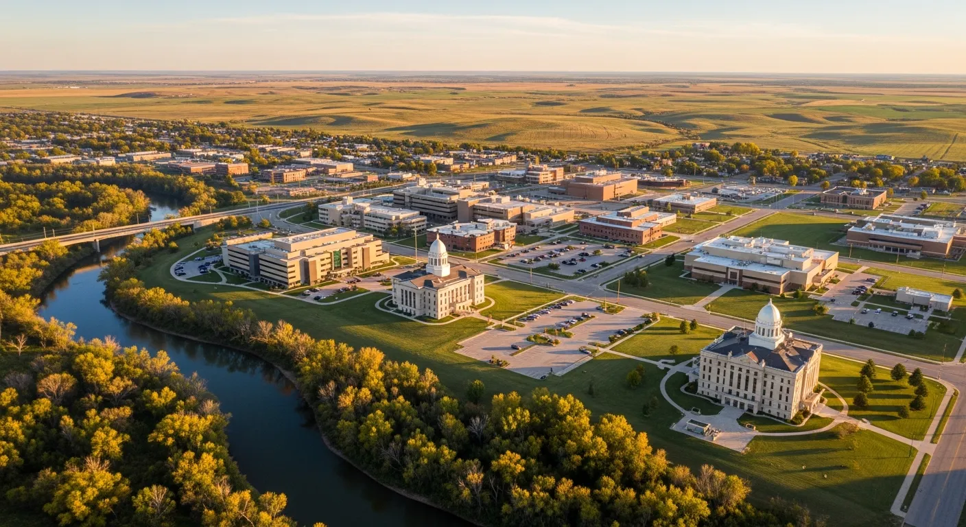 Aerial view of Norfolk, NE showing the local landscape and terrain relevant to aerial imaging operations