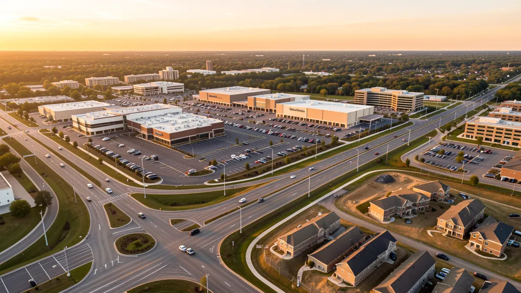 Aerial view of Novi, MI showing the local landscape and terrain relevant to aerial imaging operations