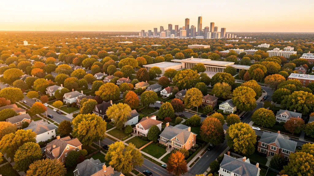 Aerial view of Oak Park, IL showing the local landscape and terrain relevant to aerial imaging operations