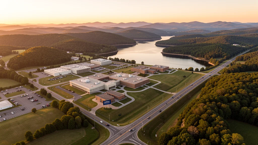Aerial view of Oak Ridge, TN showing the local landscape and terrain relevant to aerial imaging operations