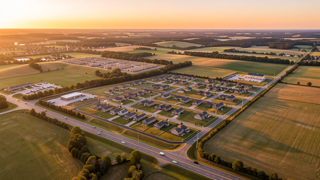 Aerial view of Oakland, TN showing the local landscape and terrain relevant to aerial imaging operations