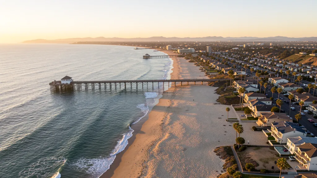 Aerial view of Oceanside, CA showing the local landscape and terrain relevant to aerial imaging operations
