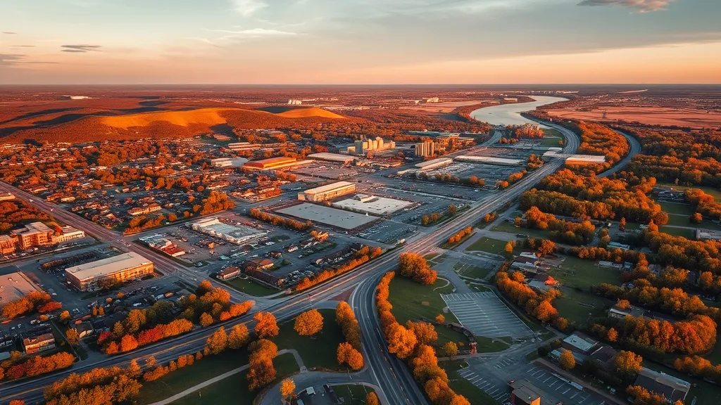 Aerial view of O’Fallon, MO showing the local landscape and terrain relevant to aerial imaging operations