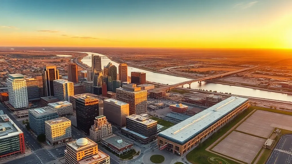 Aerial view of Omaha, NE showing the local landscape and terrain relevant to aerial imaging operations