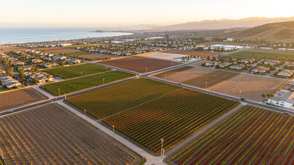 Aerial view of Oxnard, CA showing the local landscape and terrain relevant to aerial imaging operations