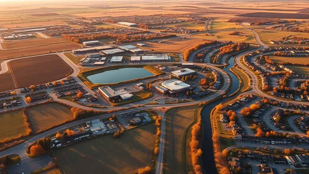 Aerial view of Papillion, NE showing the local landscape and terrain relevant to aerial imaging operations