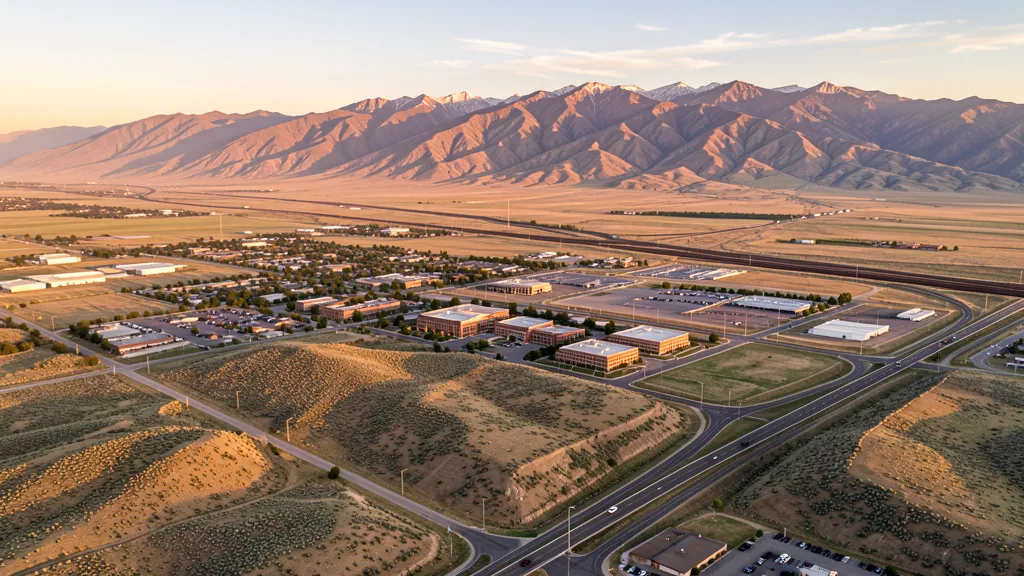 Aerial view of Pocatello, ID showing the local landscape and terrain relevant to aerial imaging operations
