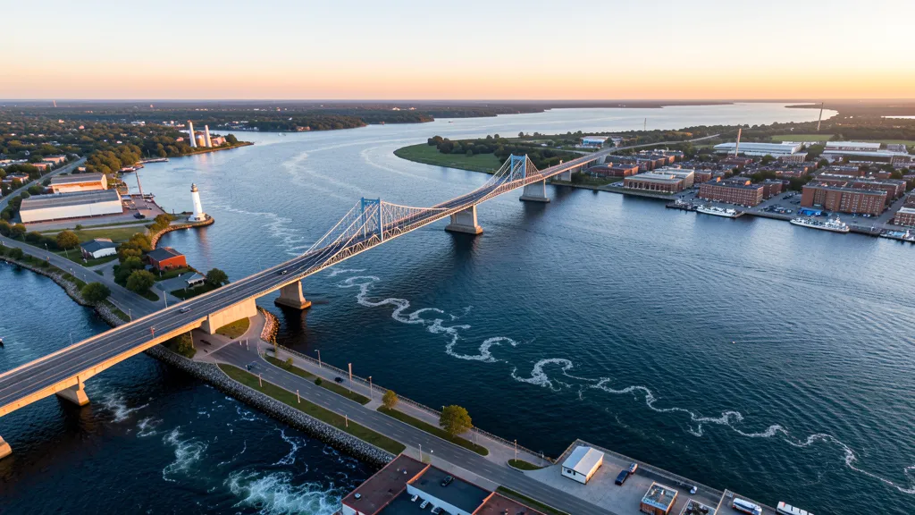 Aerial view of Port Huron, MI showing the local landscape and terrain relevant to aerial imaging operations