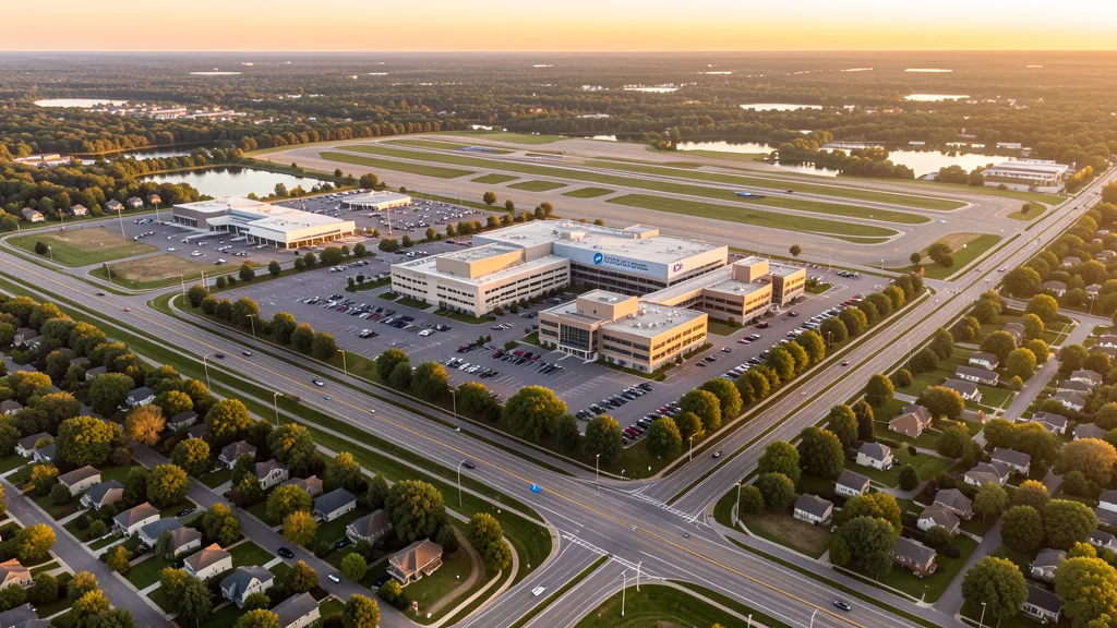 Aerial view of Portage, MI showing the local landscape and terrain relevant to aerial imaging operations