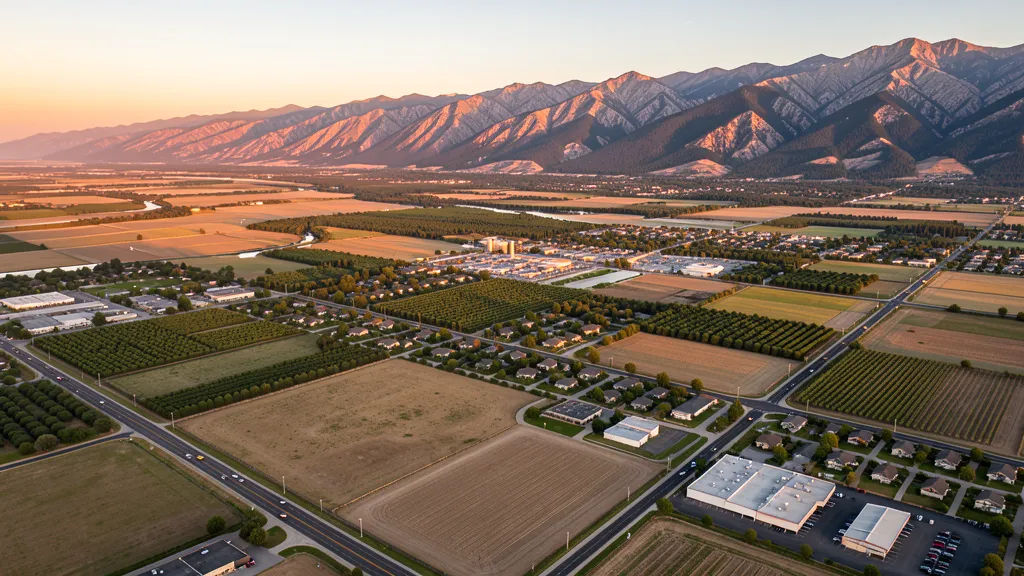 Aerial view of Porterville, CA showing the local landscape and terrain relevant to aerial imaging operations