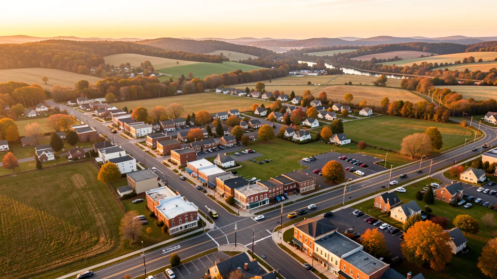 Aerial view of Quakertown, PA showing the local landscape and terrain relevant to aerial imaging operations