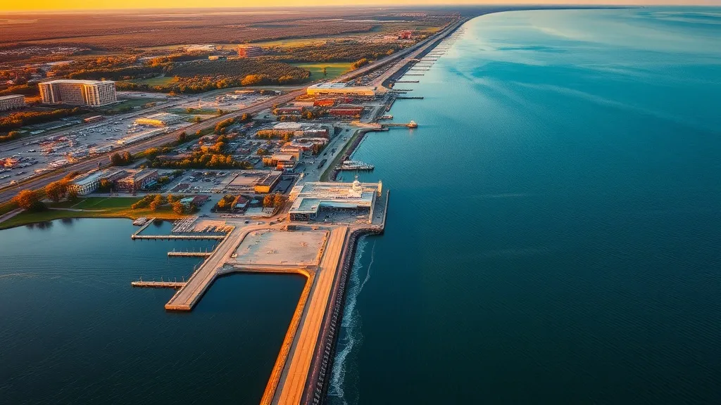 Aerial view of Racine, WI showing the local landscape and terrain relevant to aerial imaging operations