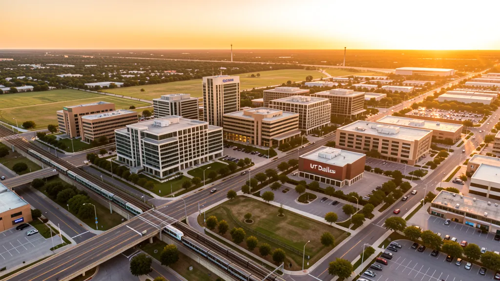Aerial view of Richardson, TX showing the local landscape and terrain relevant to aerial imaging operations