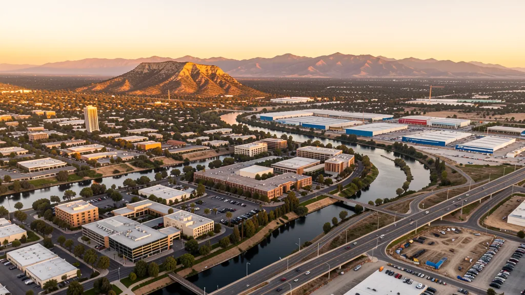Aerial view of Riverside, CA showing the local landscape and terrain relevant to aerial imaging operations
