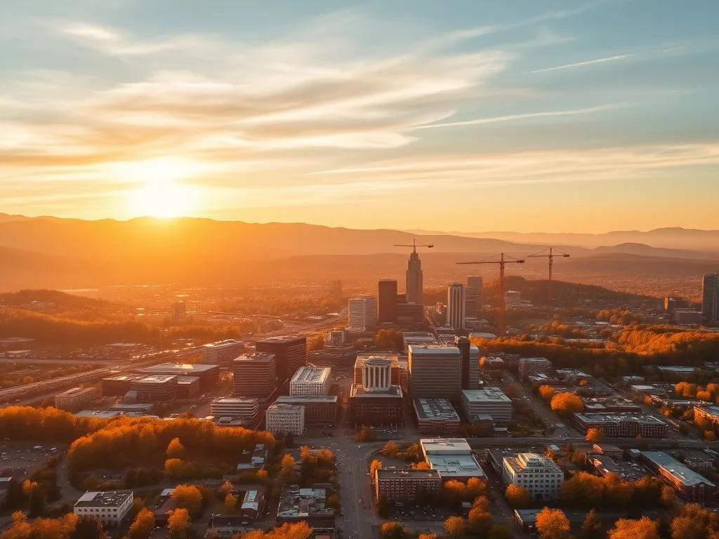 Aerial view of Roanoke, VA showing the local landscape and terrain relevant to aerial imaging operations