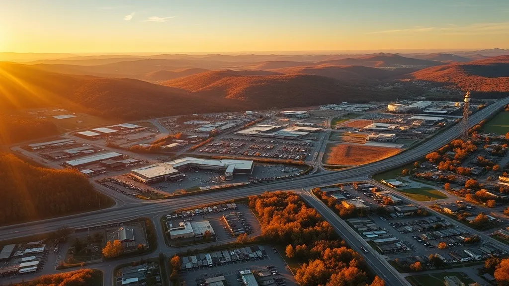 Aerial view of Rogers, AR showing the local landscape and terrain relevant to aerial imaging operations