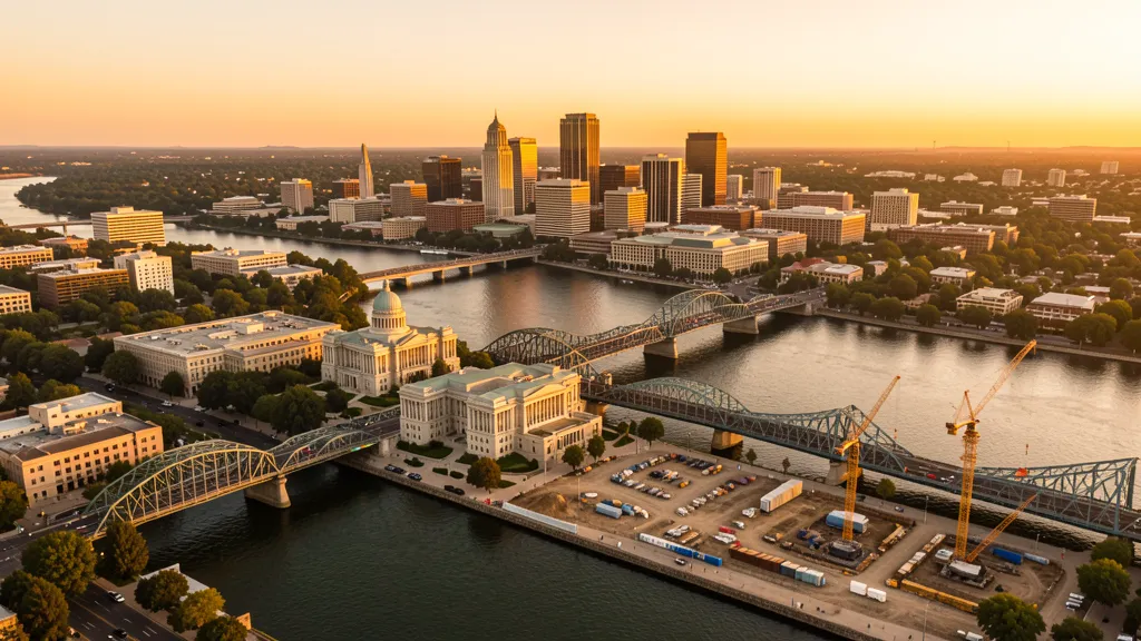 Aerial view of Sacramento, CA showing the local landscape and terrain relevant to aerial imaging operations