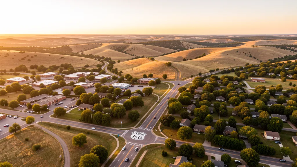 Aerial view of Sapulpa, OK showing the local landscape and terrain relevant to aerial imaging operations