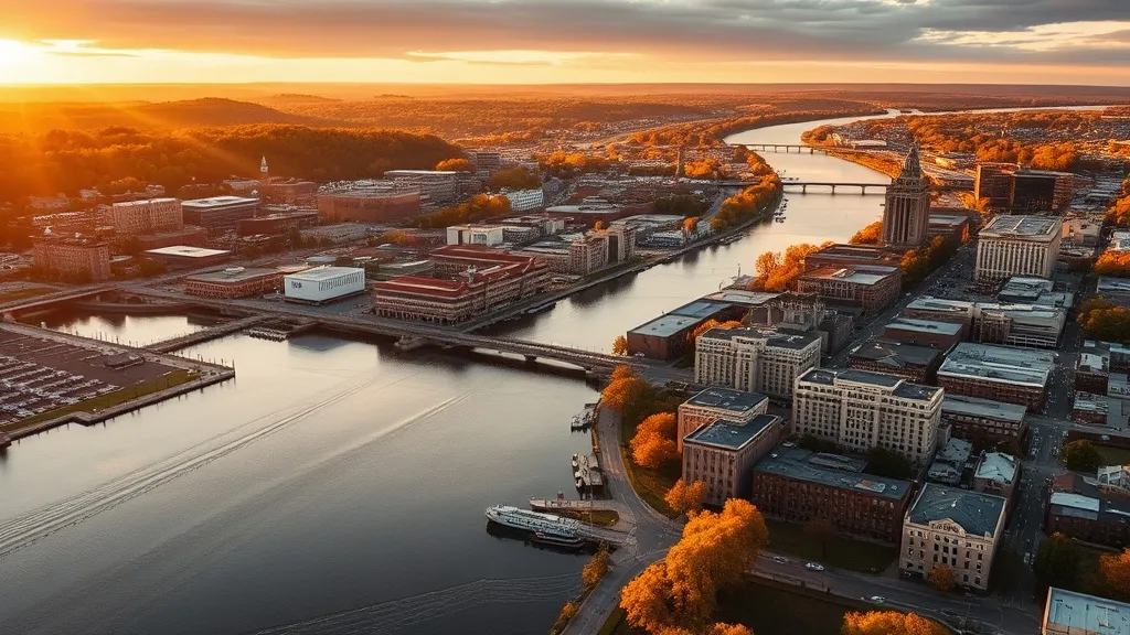 Aerial view of Schenectady, NY showing the local landscape and terrain relevant to aerial imaging operations