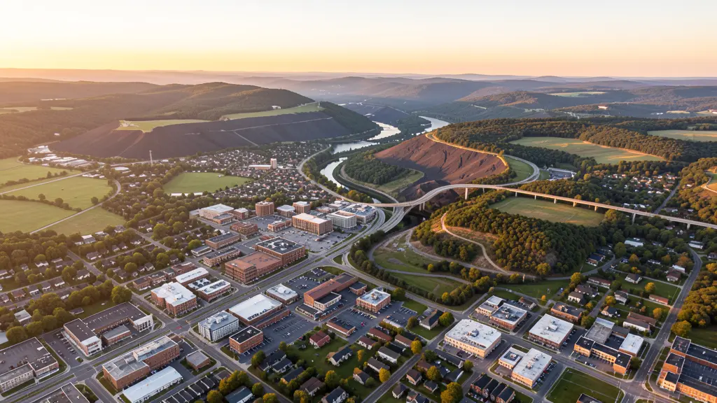 Aerial view of Scranton, PA showing the local landscape and terrain relevant to aerial imaging operations