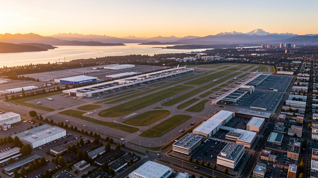 Aerial view of SeaTac, WA showing the local landscape and terrain relevant to aerial imaging operations