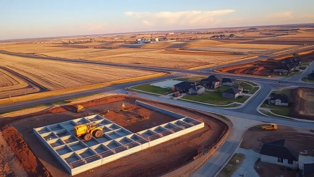 aerial imaging in progress at a construction site in Shawnee, KS with local terrain visible