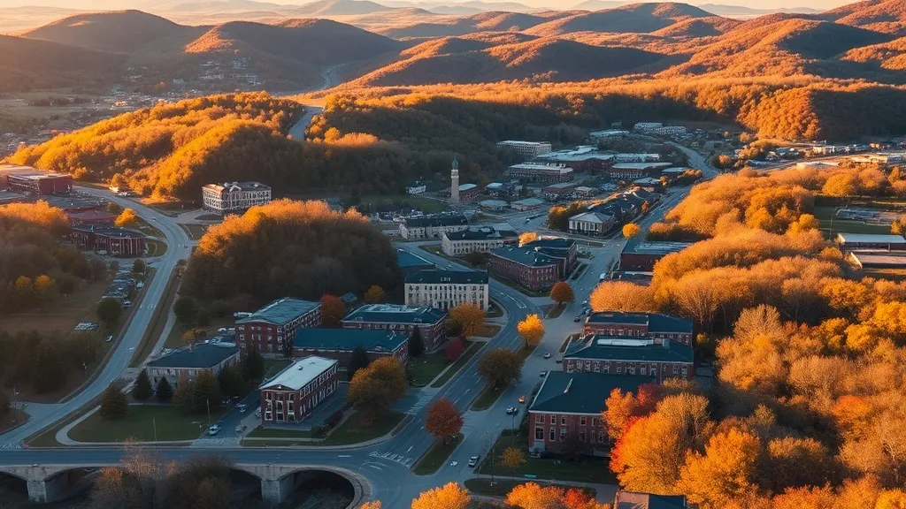 Aerial view of Siloam Springs, AR showing the local landscape and terrain relevant to aerial imaging operations