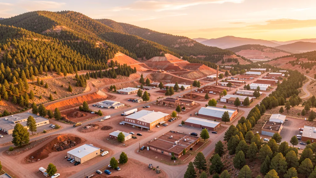 Aerial view of Silver City, NM showing the local landscape and terrain relevant to aerial imaging operations