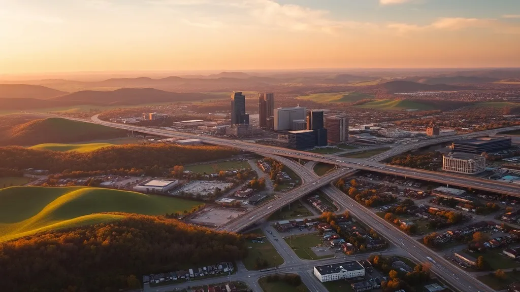 Aerial view of Springfield, MO showing the local landscape and terrain relevant to aerial imaging operations