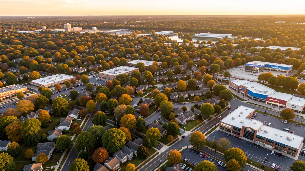 Aerial view of Springfield, PA showing the local landscape and terrain relevant to aerial imaging operations