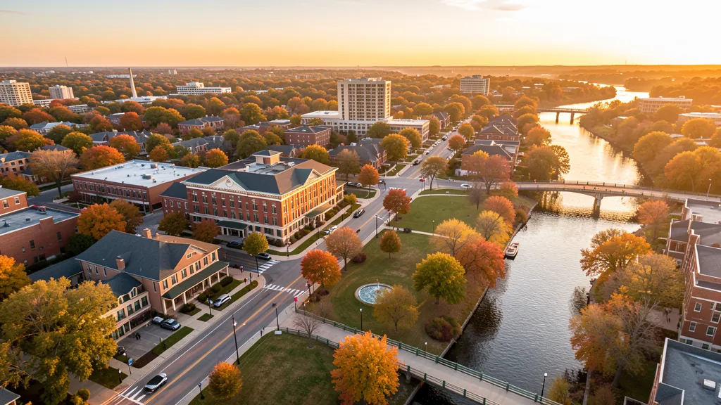 Aerial view of St. Charles, IL showing the local landscape and terrain relevant to aerial imaging operations