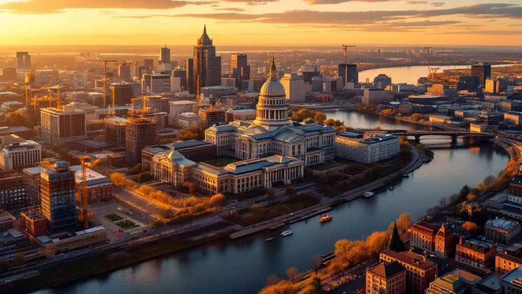 Aerial view of St. Paul, MN showing the local landscape and terrain relevant to aerial imaging operations