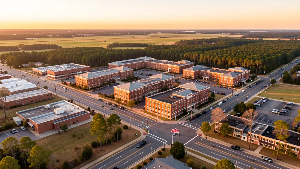 Aerial view of Statesboro, GA showing the local landscape and terrain relevant to aerial imaging operations