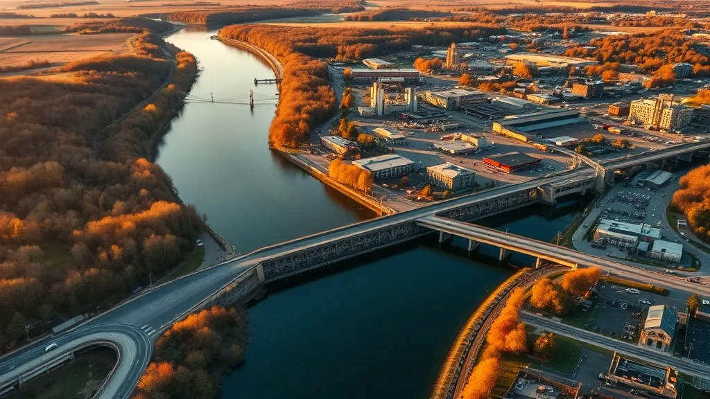 Aerial view of Sterling, IL showing the local landscape and terrain relevant to aerial imaging operations