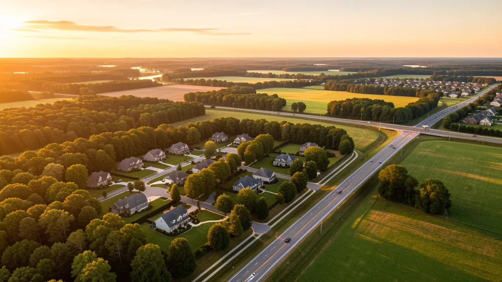 Aerial view of Summerfield, NC showing the local landscape and terrain relevant to aerial imaging operations