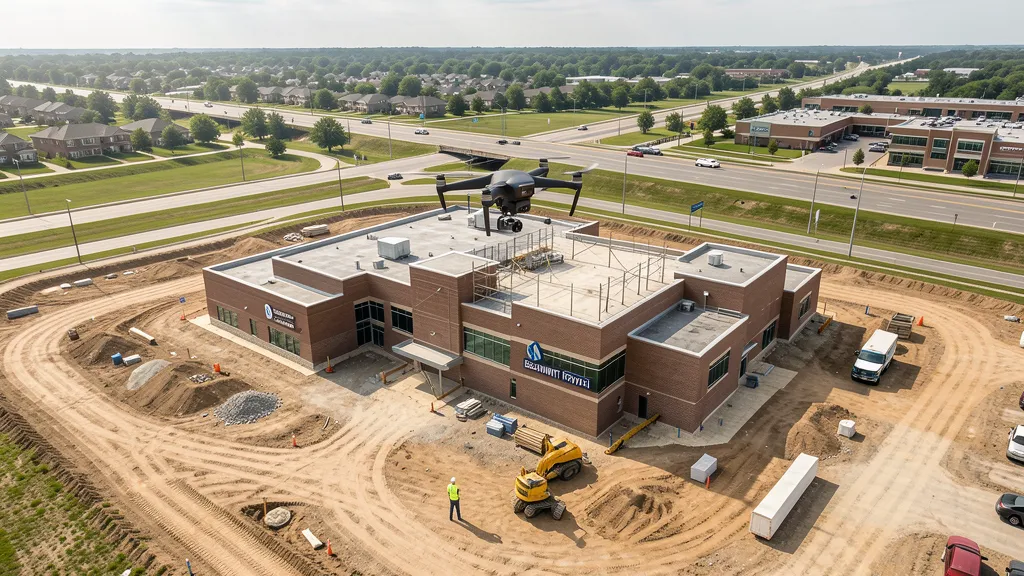 aerial imaging in progress at a construction site in Taylor, MI with local terrain visible