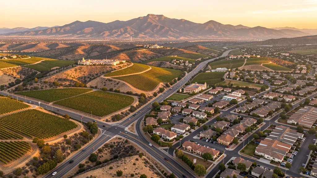 Aerial view of Temecula, CA showing the local landscape and terrain relevant to aerial imaging operations