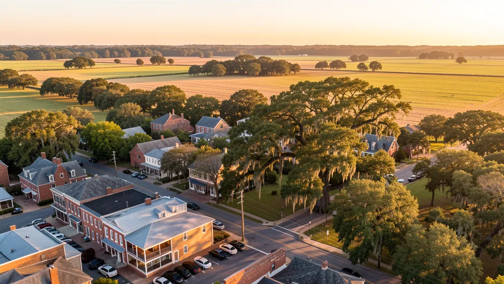 Aerial view of Thomasville, GA showing the local landscape and terrain relevant to aerial imaging operations