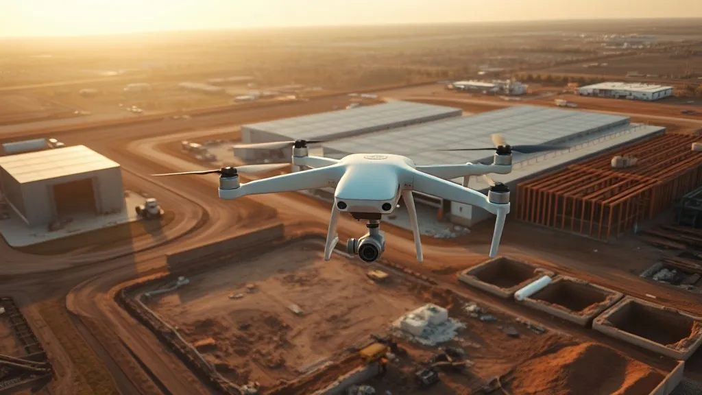 aerial imaging in progress at a construction site in Toledo, OH with local terrain visible