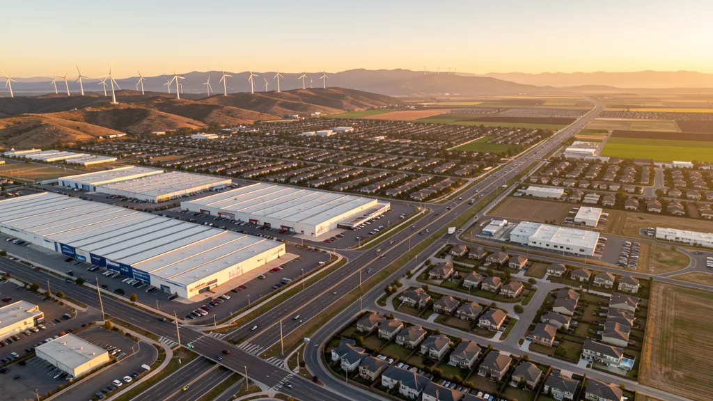 Aerial view of Tracy, CA showing the local landscape and terrain relevant to aerial imaging operations