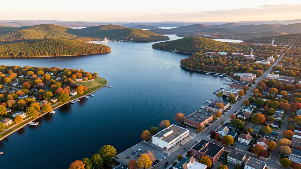 Aerial view of Traverse City, MI showing the local landscape and terrain relevant to aerial imaging operations
