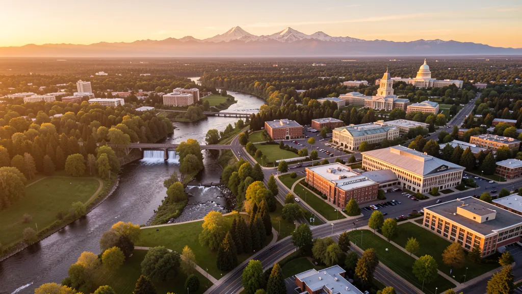 Aerial view of Tumwater, WA showing the local landscape and terrain relevant to aerial imaging operations