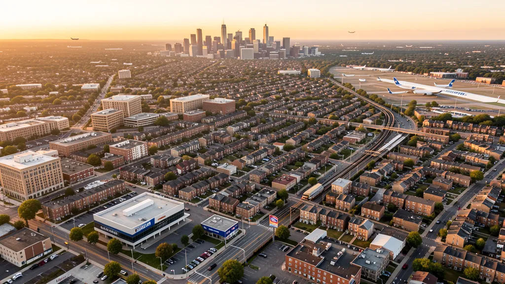 Aerial view of Upper Darby, PA showing the local landscape and terrain relevant to aerial imaging operations