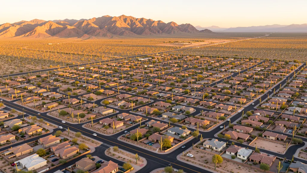 Aerial view of Vail, AZ showing the local landscape and terrain relevant to aerial imaging operations