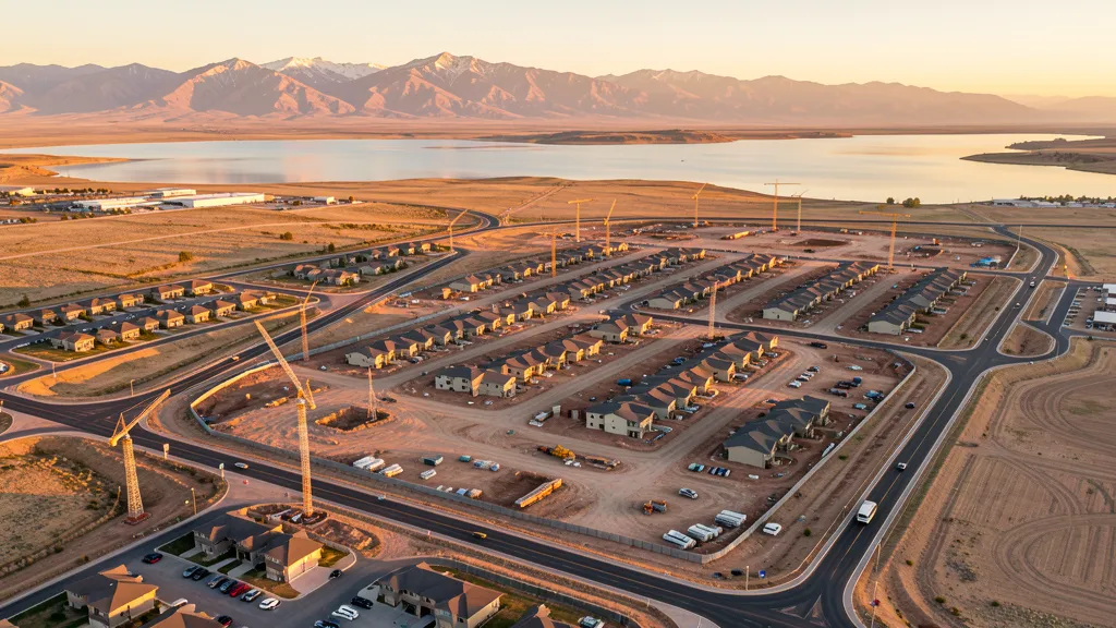 Aerial view of Vineyard, UT showing the local landscape and terrain relevant to aerial imaging operations