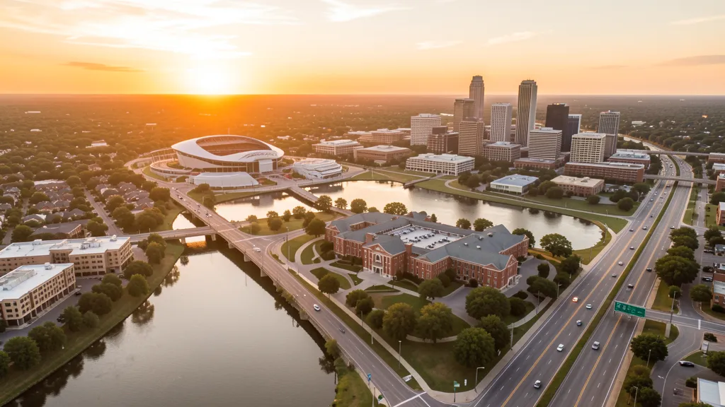 Aerial view of Waco, TX showing the local landscape and terrain relevant to aerial imaging operations