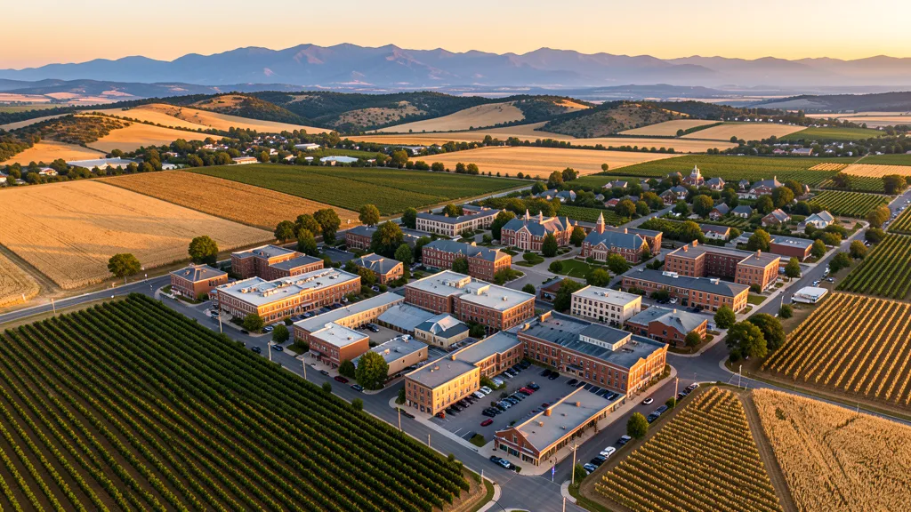 Aerial view of Walla Walla, WA showing the local landscape and terrain relevant to aerial imaging operations